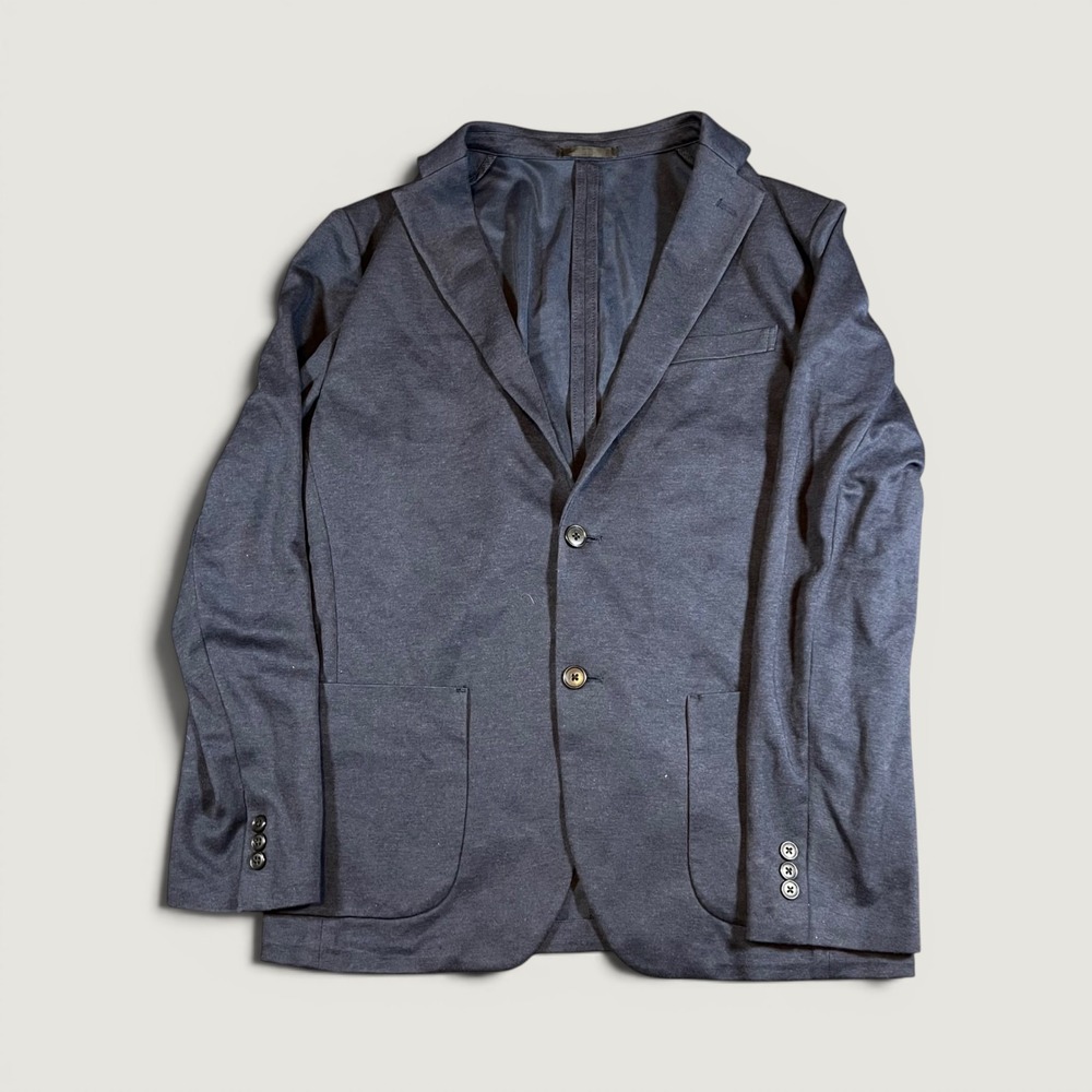 Uniqlo Comfort Jacket Mens Large Navy Blue Slim Fit Blazer 2 Button Unstructured